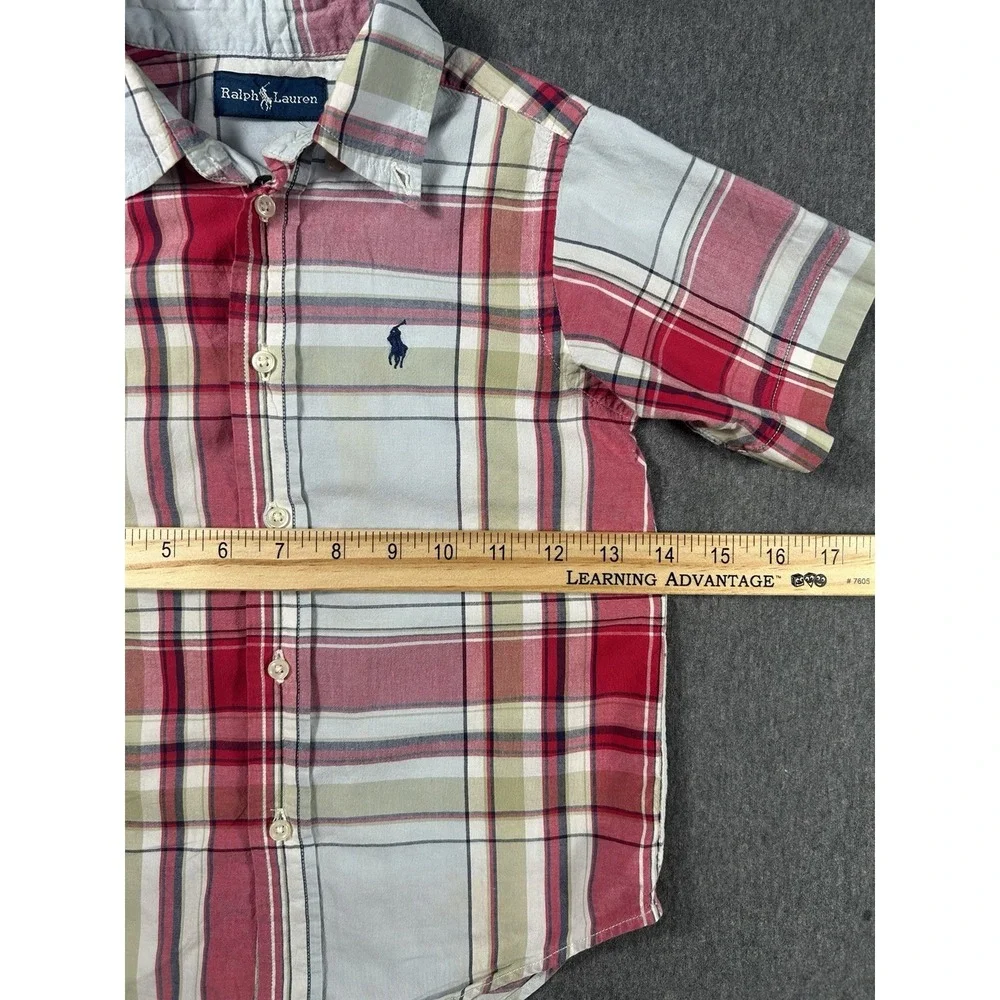Ralph Lauren Button Down Shirt‎ Kids Youth Red Plaid Long Sleeve 3T